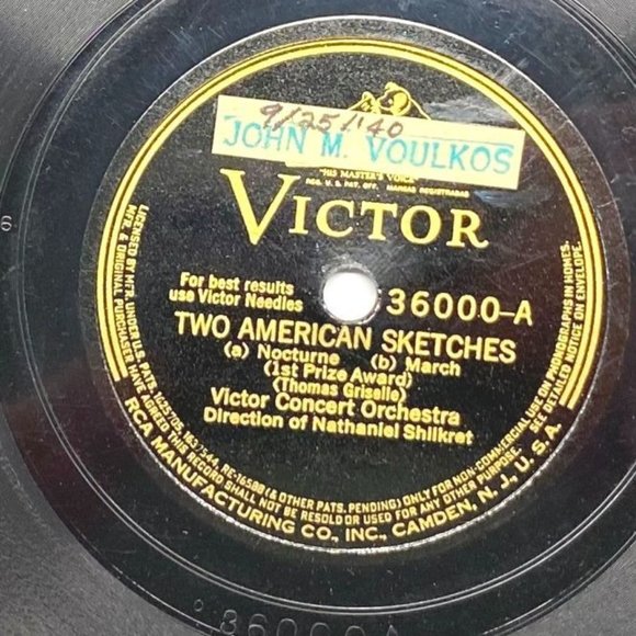 Victor Concert Orch Two American Sketches 12" Record 78RPM 36000 Song the Bayou - Picture 1 of 5